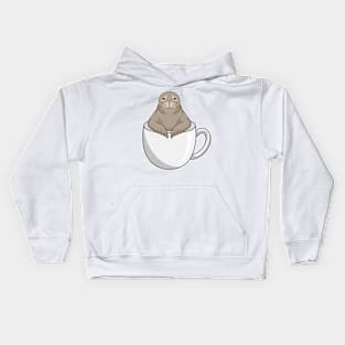 Seal with Coffee cup Kids Hoodie